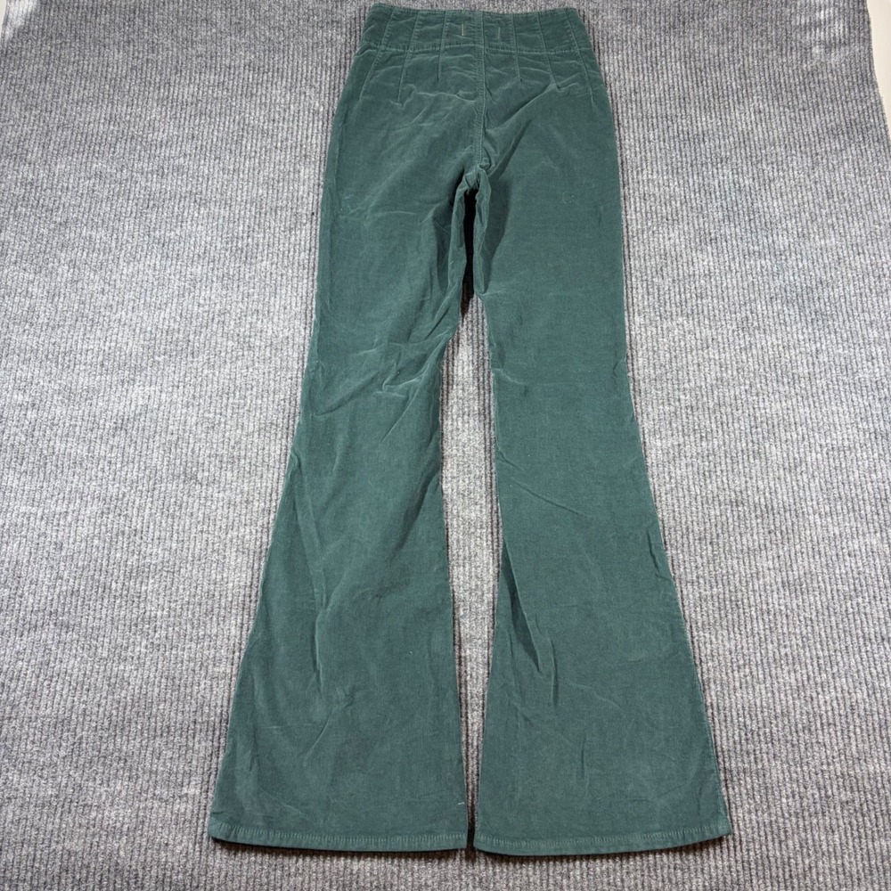 We The Free Free People Green Corduroy Flare Pants High Rise Size 26 - Picture 4 of 8